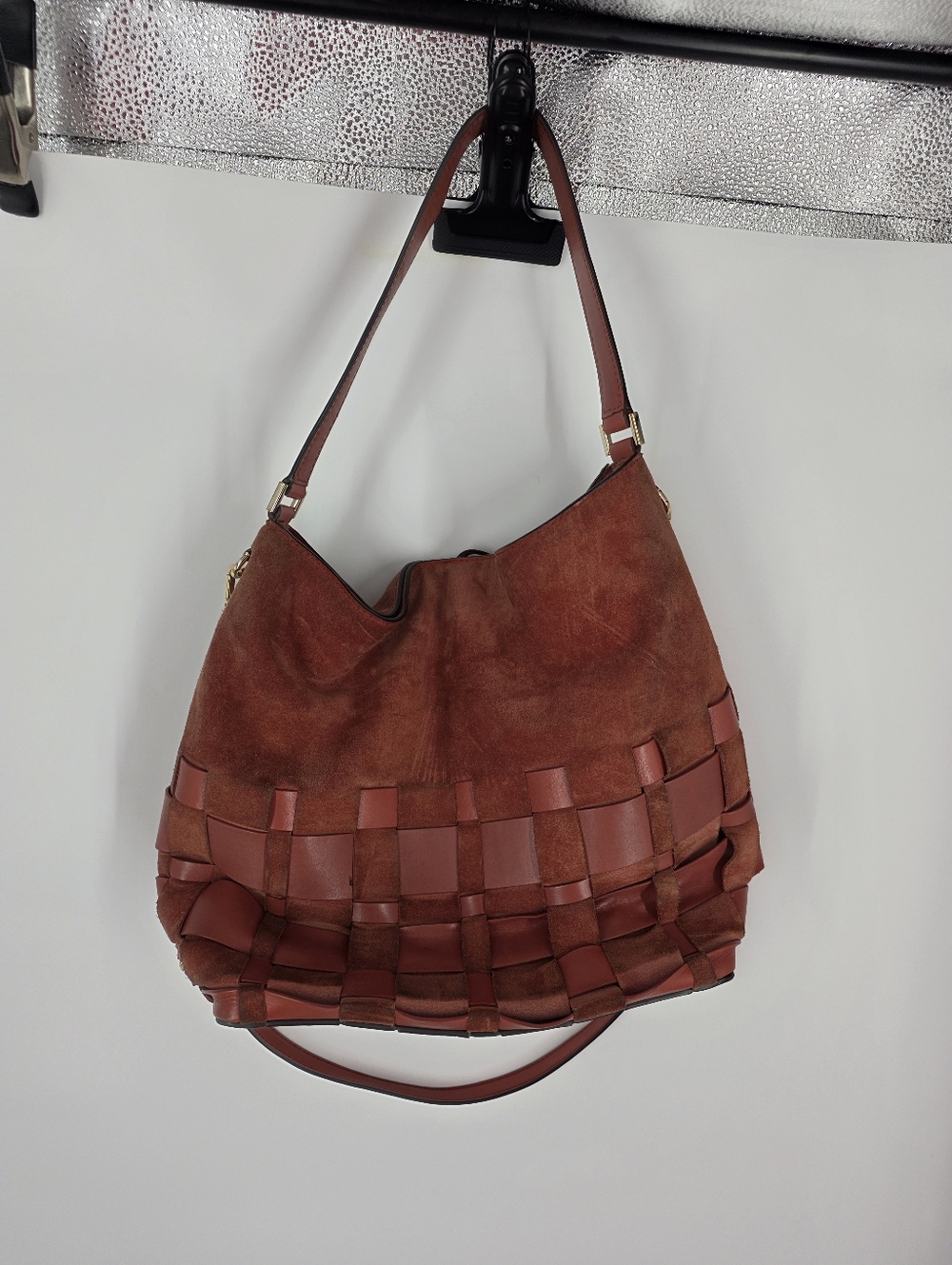 Michael Kors Rust Brown Woven Suede Hobo Bag - Picture 2 of 9